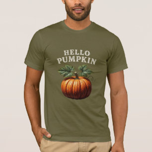 Hello Pumpkin Vintage Autumn Illustration T-Shirt