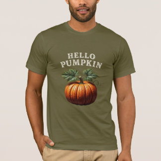 Hello Pumpkin Vintage Autumn Illustration T-Shirt