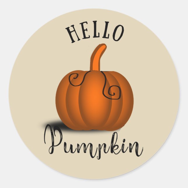Hello pumpkin watercolor fall autumn classic round sticker (Front)