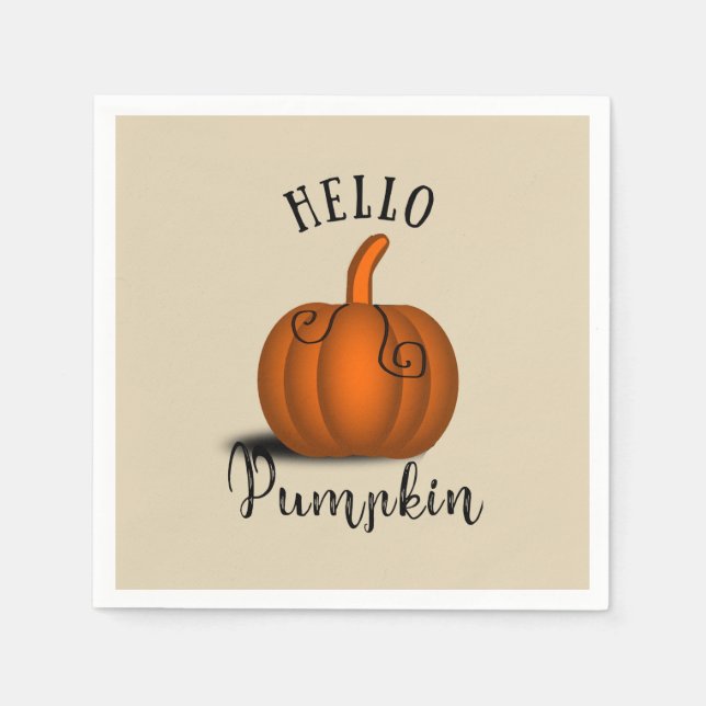 Hello pumpkin watercolor fall autumn napkin (Front)