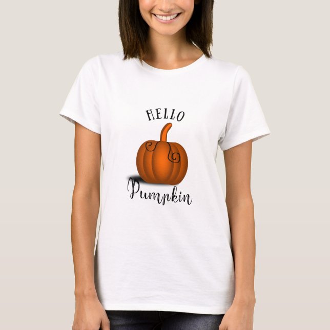 Hello pumpkin watercolor funny fall autumn T-Shirt (Front)