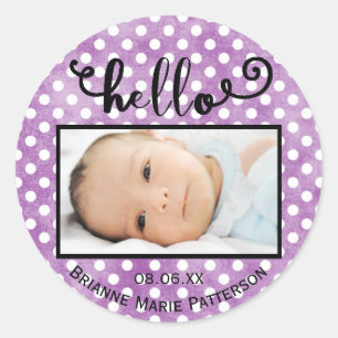 hello purple dots/photo - Circle Sticker