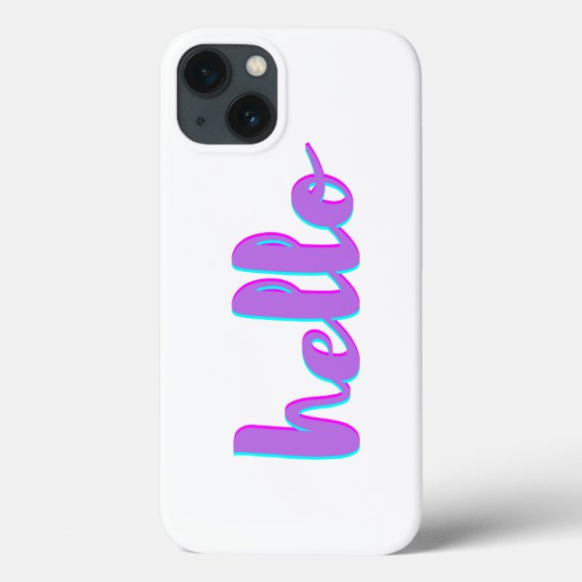 Hello Purple White Modern iPhone Case (Back)