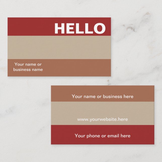 Hello Red Earth Colour Palette Minimal Classy Business Card (Front/Back)