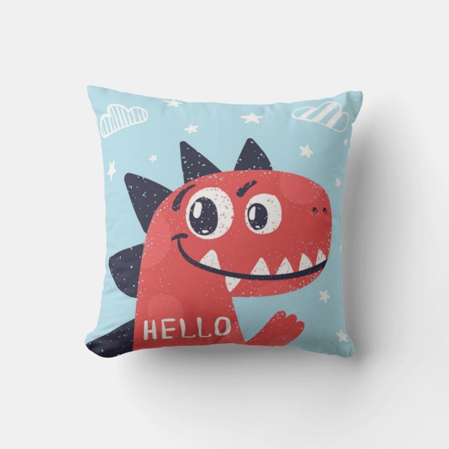 Hello Red Little Dino Cushion (Front)