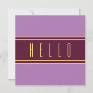 HELLO Refined Burgundy Lavender Purple Stripes Card