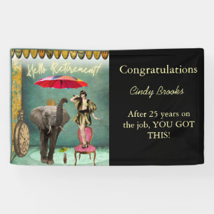 Hello Retirement Fun and Funky Personalised Party Banner