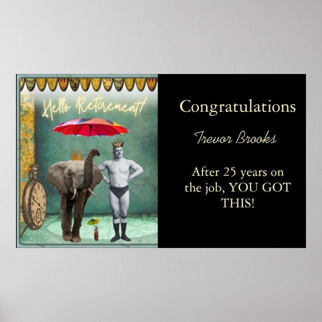 Hello Retirement Funny Personalised  Poster (Front)