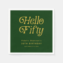 Hello Retro Green and Gold 50th Birthday Party