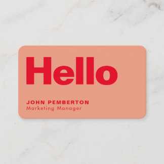 Hello Retro Modern Red and Pink Stylish Trendy Business Card