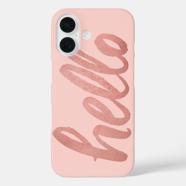 Hello Rose Gold and Blush Modern Script Case-Mate iPhone Case (Back)