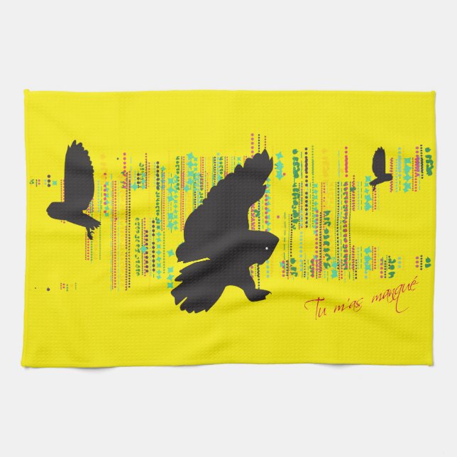 Hello said the Great Grey Owl Tea Towel (Horizontal)