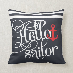 Hello Sailor! Retro Vintage Girly Nautical Cushion