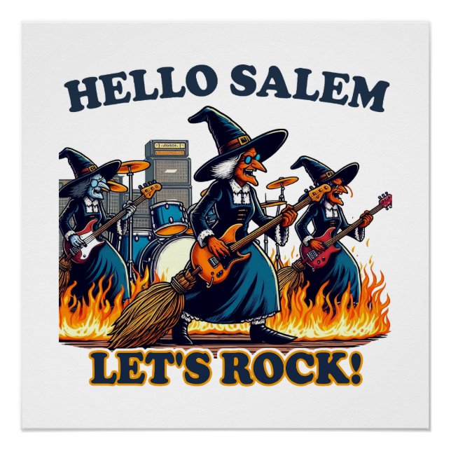Hello Salem Massachusetts Witch Rock Band Poster (Front)