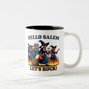 Hello Salem Massachusetts Witch Rock Band Two-Tone Coffee Mug