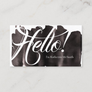 Hello Salutations Black & White Chic Stylish Business Card