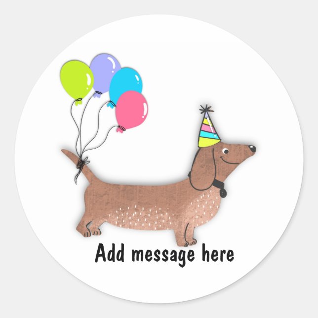 hello sausage dog dachshund dog lover keychain but classic round sticker (Front)
