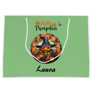 Hello Scary Hallowe'en Pumpkin Large Gift Bag
