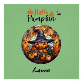 Hello Scary Hallowe'en Pumpkin Poster