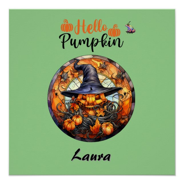 Hello Scary Hallowe'en Pumpkin Poster (Front)
