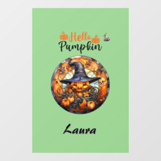 Hello Scary Hallowe'en Pumpkin Window Cling