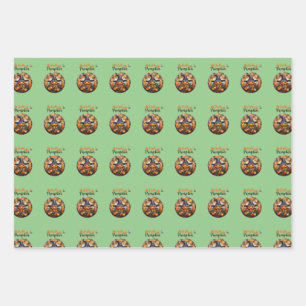 Hello Scary Hallowe'en Pumpkin Wrapping Paper Sheet