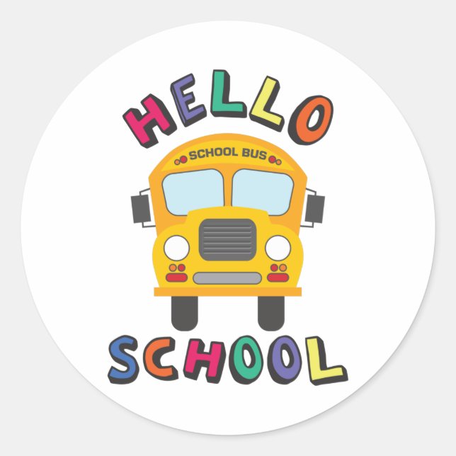 Hello School Classic Round Sticker (Front)