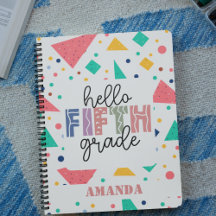 Hello school Grade colourful geometric custom name