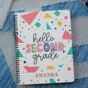 Hello school Grade colourful geometric custom name Notebook