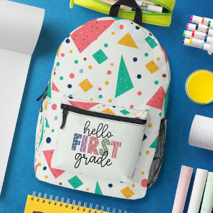 Hello school Grade colourful geometric Printed Backpack