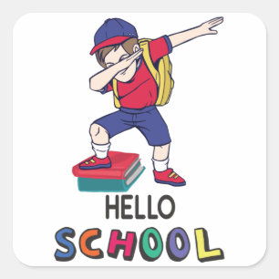 Hello School Square Sticker