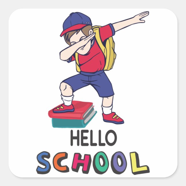 Hello School Square Sticker (Front)