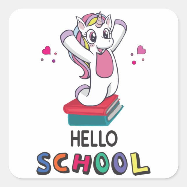 Hello School Square Sticker (Front)