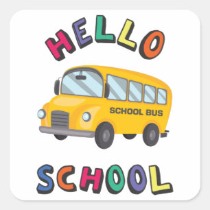 Hello School Square Sticker