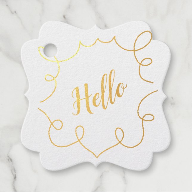 Hello Scribble Metallic Print Favour Tags (Front)