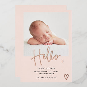Hello script heart photo blush cute baby birth