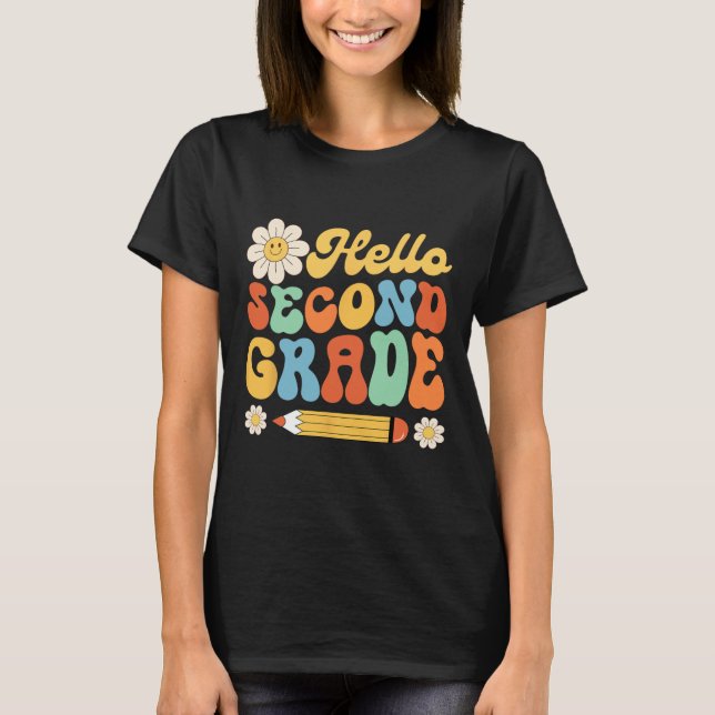 Hello Second 2nd Grade Back To School Teachers Kid T-Shirt (Front)