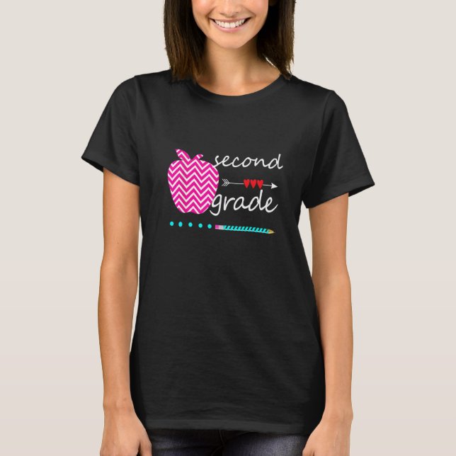 Hello Second 2nd Grade Heart Teacher Student Back  T-Shirt (Front)