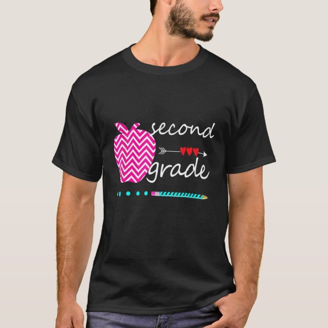 Hello Second 2nd Grade Heart Teacher Student Back  T-Shirt (Front)