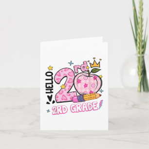 Hello Second 2nd Grade Leopard Tie Dye Girl Back T Card
