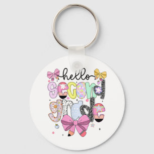 Hello Second Grade Back To School 2nd Grade Girl B Key Ring