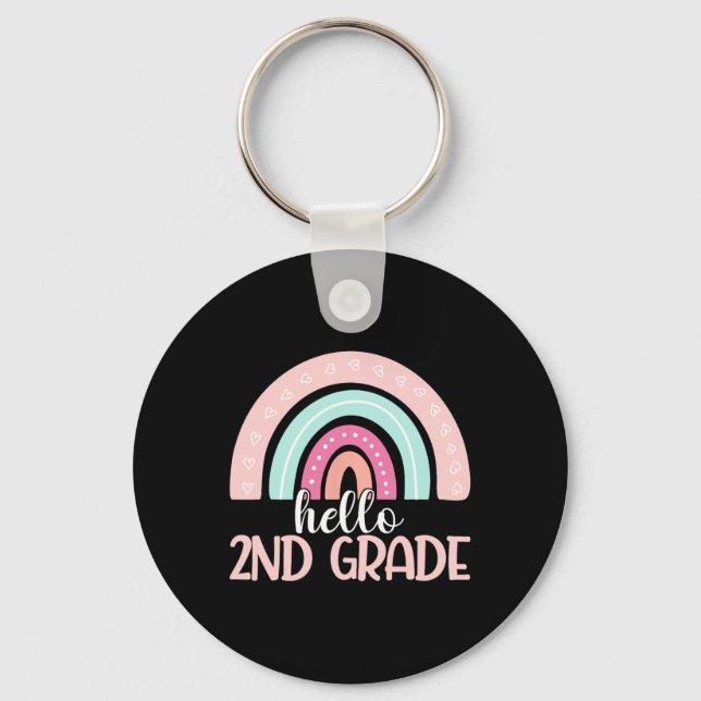 Hello Second Grade Back To School 2nd Grade Teache Key Ring (Front)