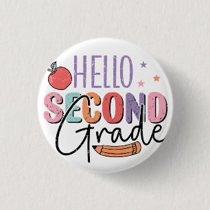 Hello Second Grade Back to School 3 Cm Round Badge