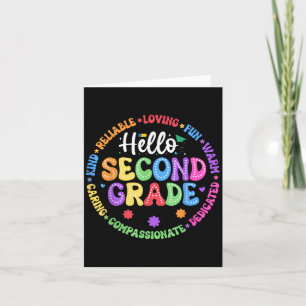 Hello Second Grade Back To School For Kids And Tea Card