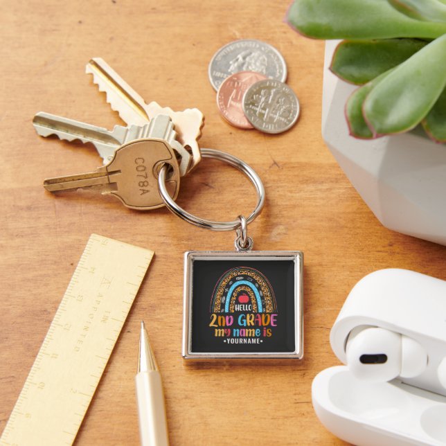 Hello Second Grade Back To School Gift Key Ring (Desk)