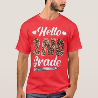Hello Second Grade Back To School Leopard Teachers T-Shirt