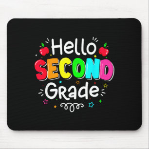 Hello second grade boy girl teacher back to school mouse mat