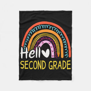 Hello Second Grade Byck To School Rainbow 2nd Grad Fleece Blanket