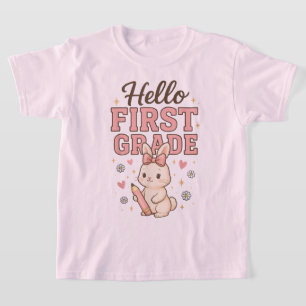 Hello Second Grade Coquette Bow Teacher Girl T-Shirt