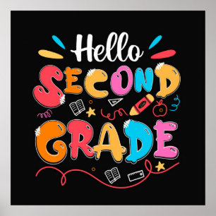 Hello Second Grade Doodle  Poster